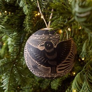 Artisan Carved Gourd Ornament, black